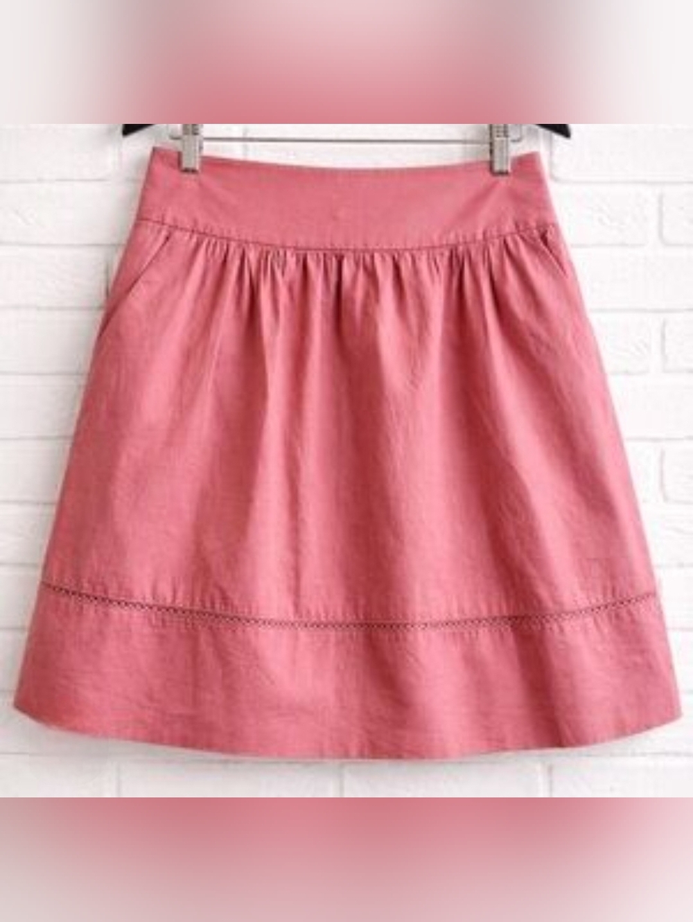 Ann Taylor LOFT Skirt Size 10 Pink A-Line Knee Length Cotton Preppy Cute Girly